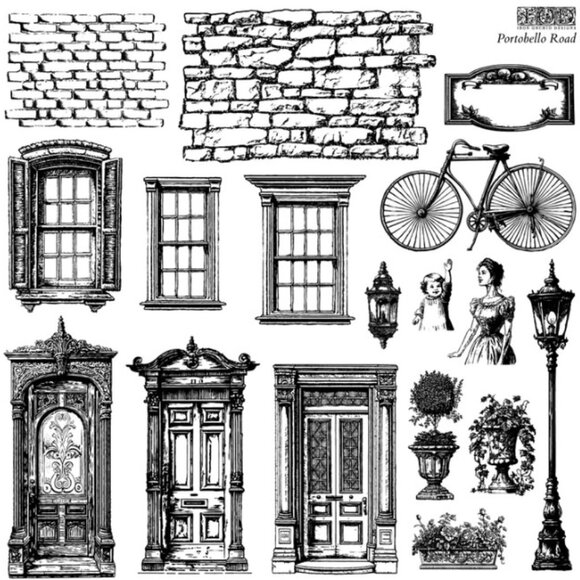 Iron Orchid Designs IOD - Portobello Road Stamp - 2 Sheets - 12x12" - NEW! - Picture 2 of 4